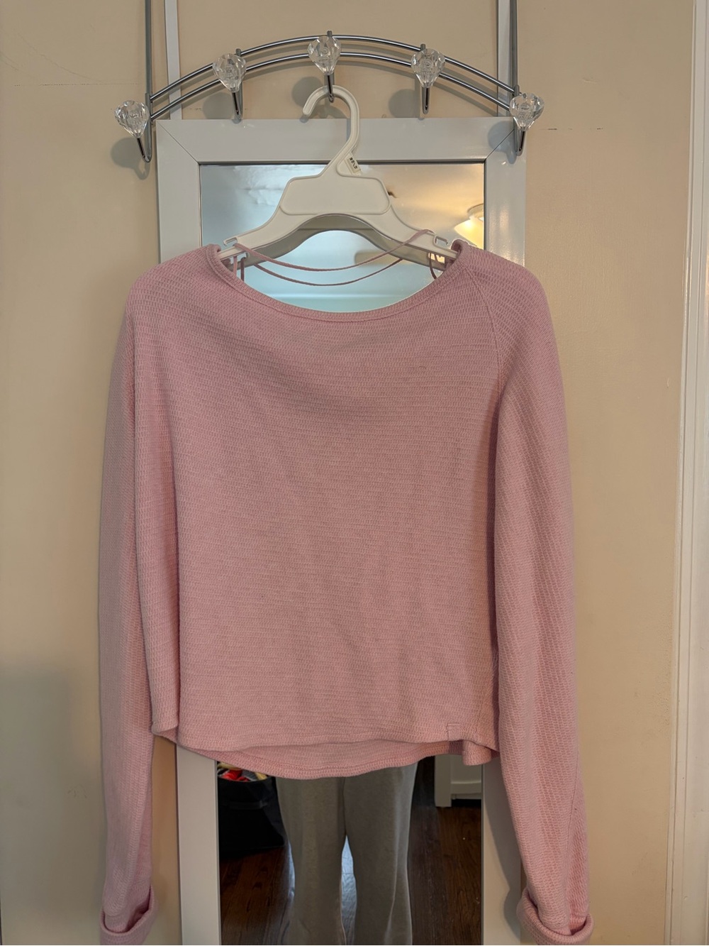 We The Free Light Pink Ribbed Knit Top